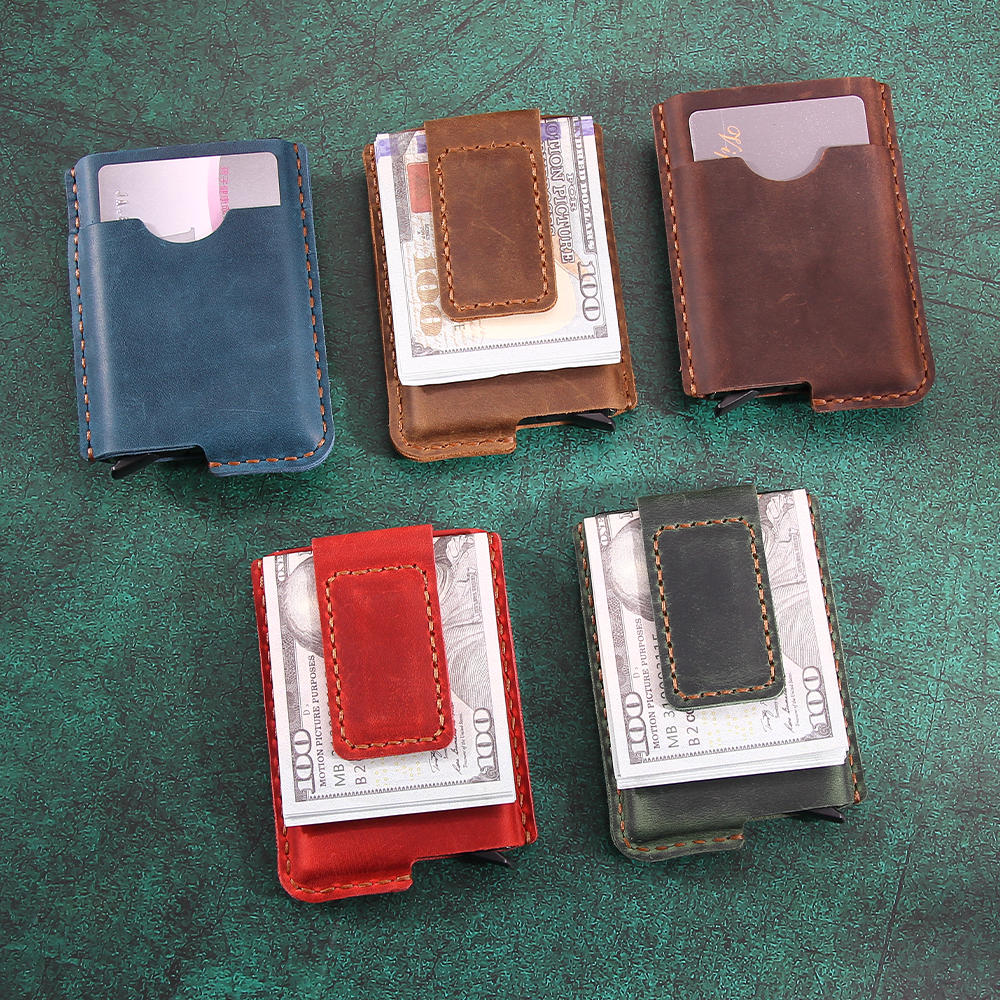 Money Clip Magnetic - Personalized Anti-magnetic Men's Minimalist Leather Money