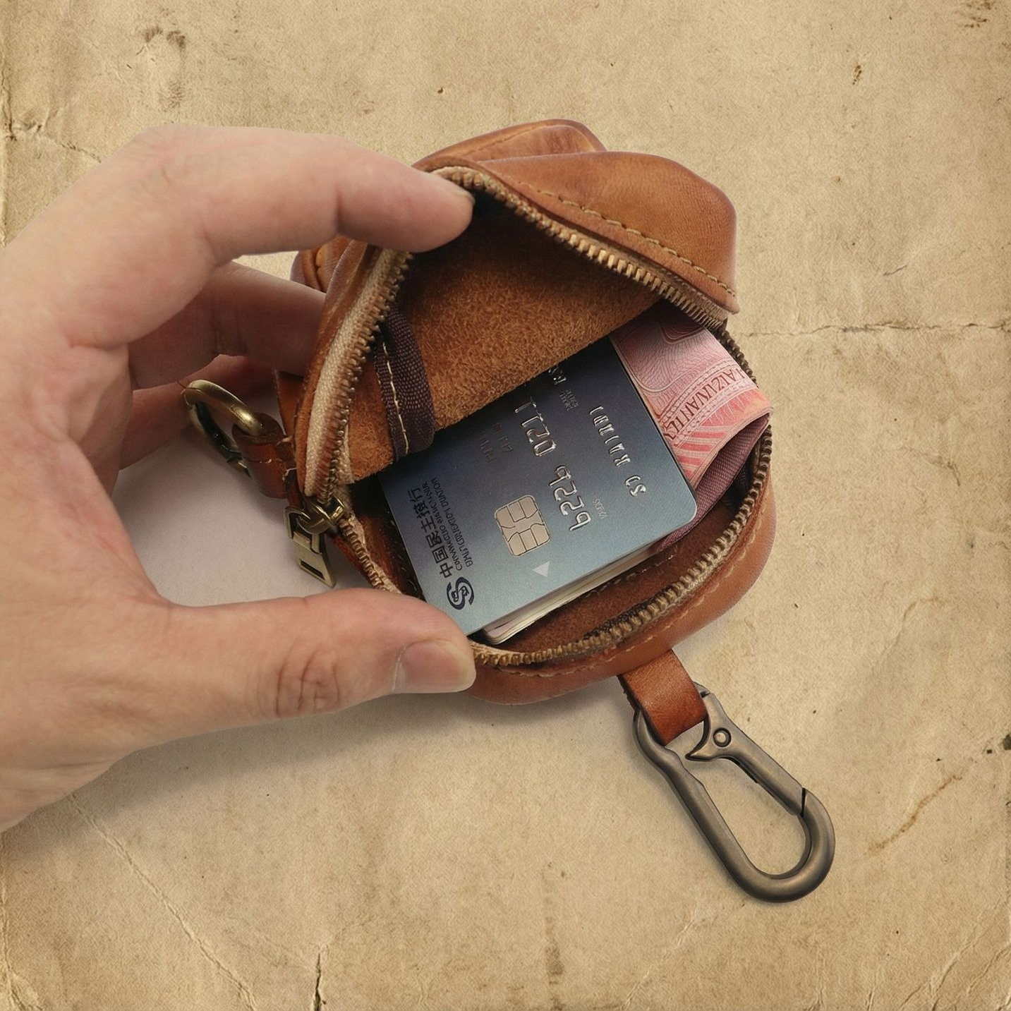 Leather Edc. Carry Pouch - Rugged Vintage Leather Mini Clip-On Pouch