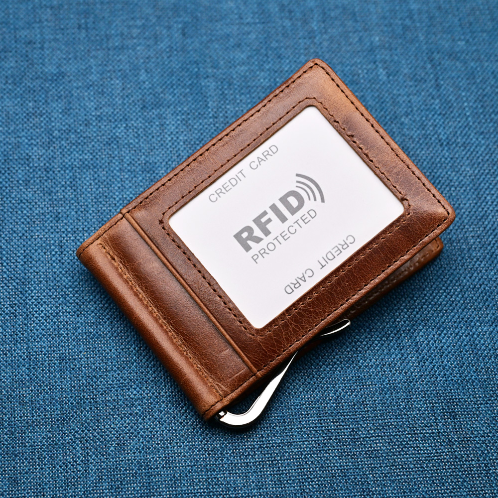 Genuine Leather Mens Wallet Mo - Money Clip Magnetic 评论和价格