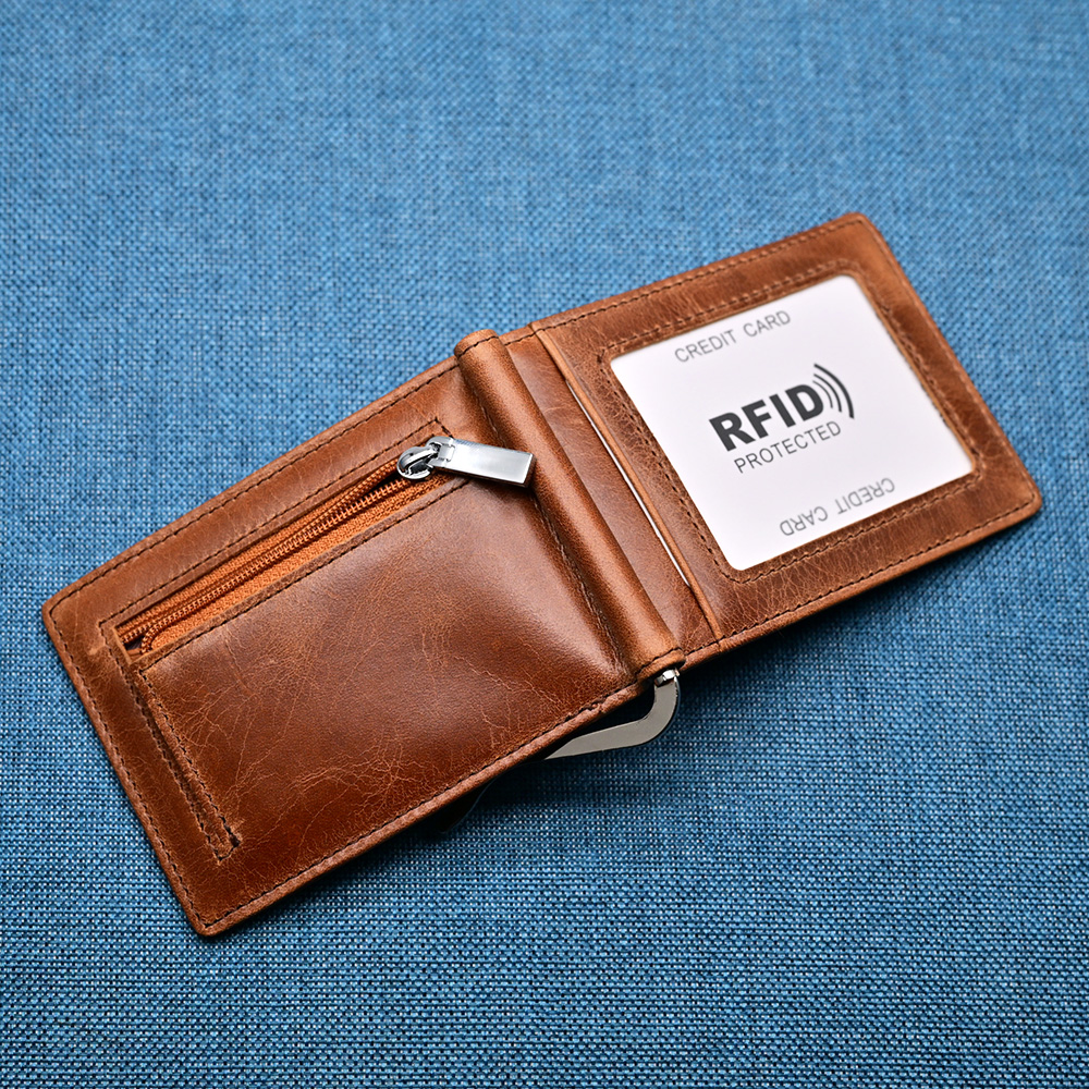Genuine Leather Mens Wallet Mo - Money Clip Magnetic 评论和价格