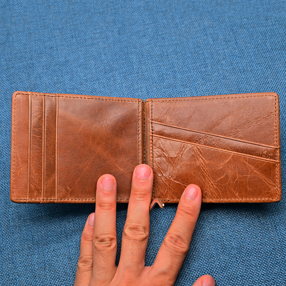 Genuine Leather Mens Wallet Mo - Money Clip Magnetic 评论和价格