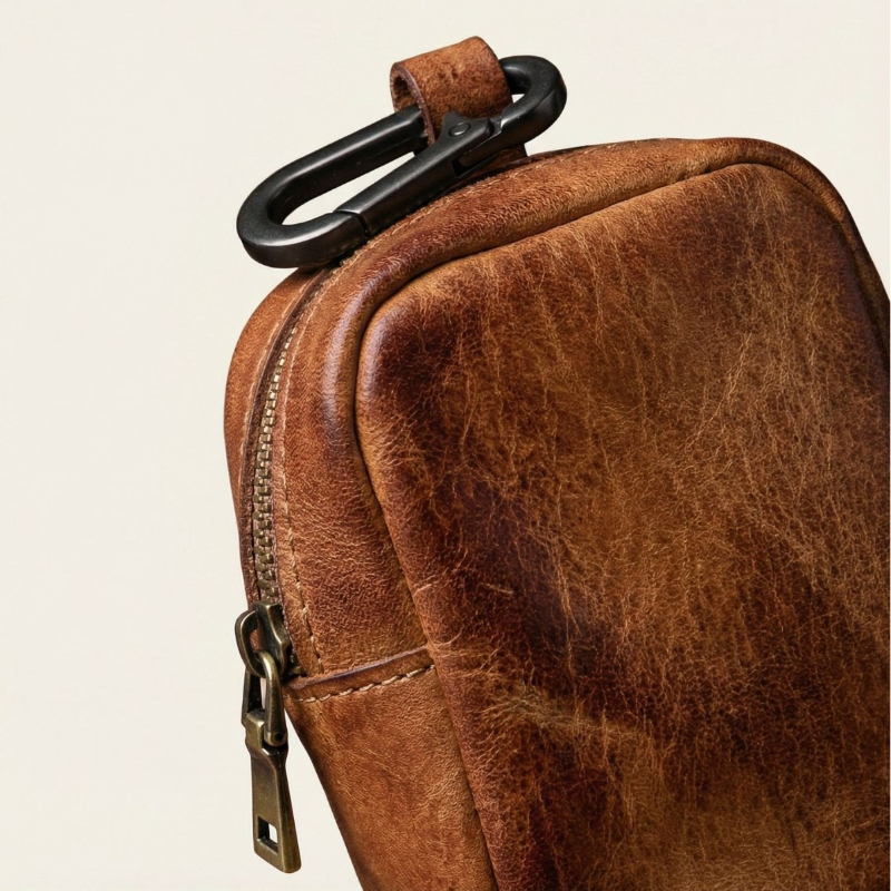 Rugged Vintage Leather Mini Cl - Leather Edc. Carry Pouch 评论和价格
