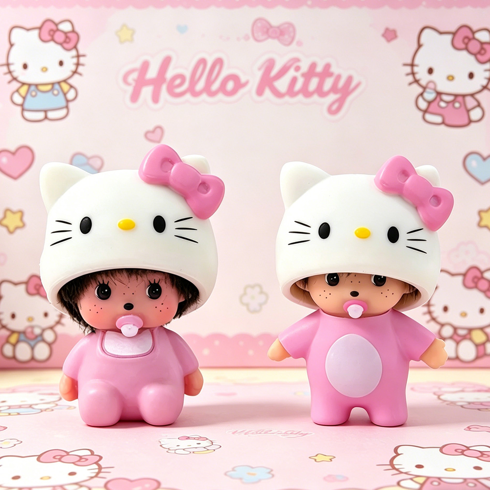 Hot Cute Hello Kitty Monchhich - Carabiner Keychain 评论和价格