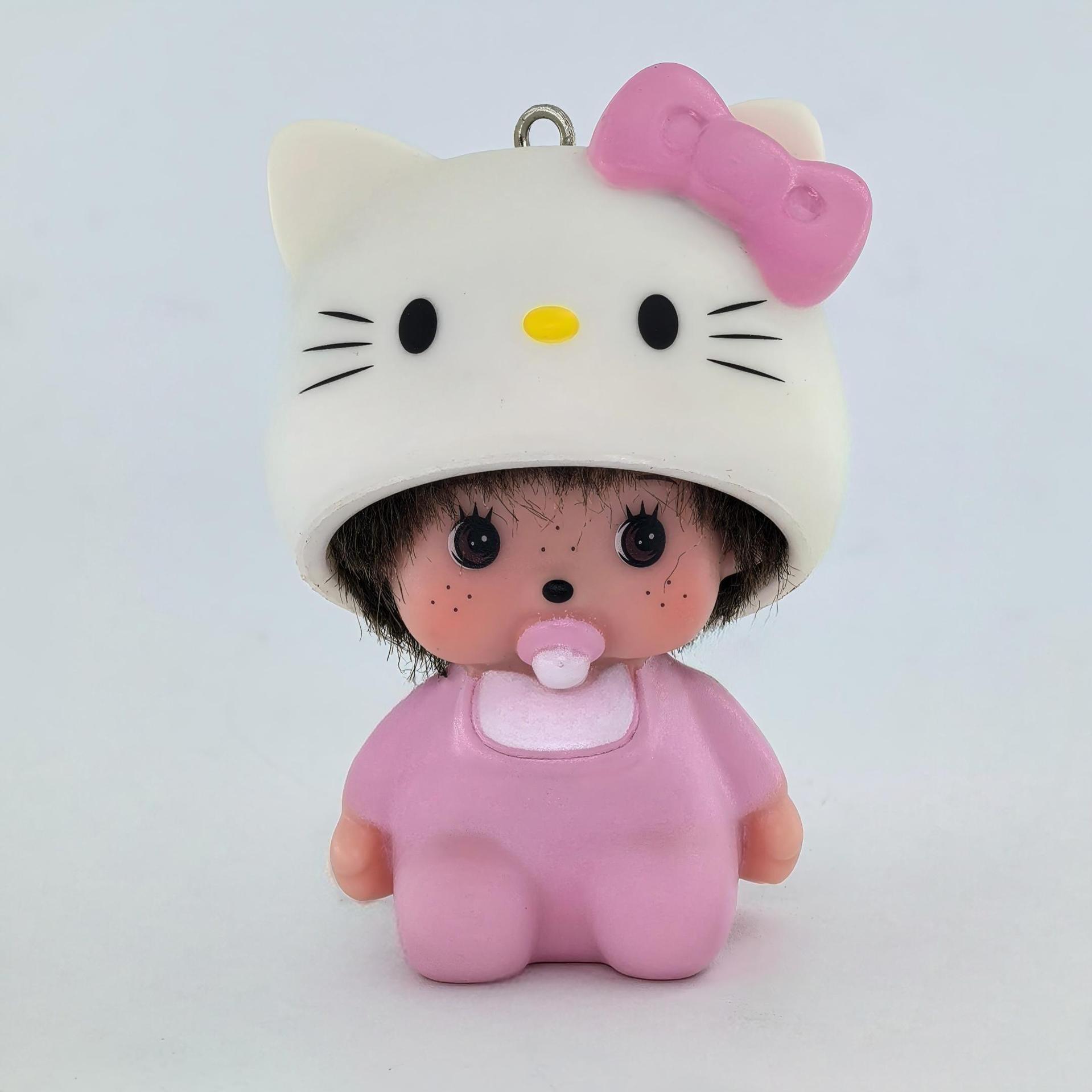 Hot Cute Hello Kitty Monchhich - Carabiner Keychain 评论和价格