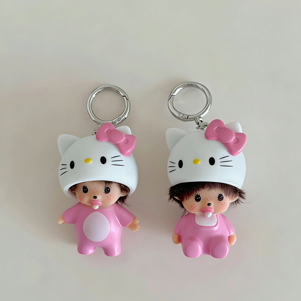 Hot Cute Hello Kitty Monchhich - Carabiner Keychain 评论和价格