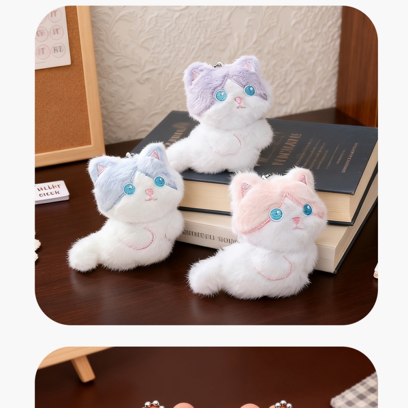  Cute Calico Cat Plush Keychai - Carabiner Keychain 评论和价格