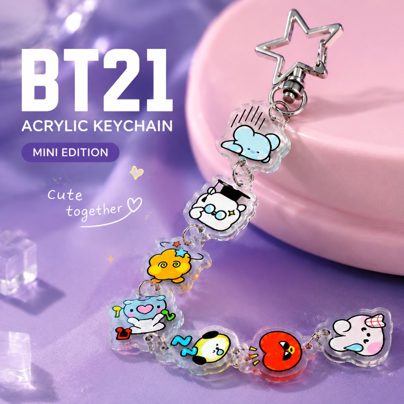 BT21 Cooky RJ Mang Chimmy Tata - Carabiner Keychain 评论和价格